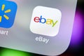 eBay application icon on Apple iPhone X screen close-up. eBay app icon. eBay.com is largest online auction and shopping websites. Royalty Free Stock Photo