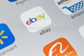 eBay application icon on Apple iPhone X screen close-up. eBay app icon. eBay.com is largest online auction and shopping websites. Royalty Free Stock Photo