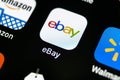 eBay application icon on Apple iPhone X screen close-up. eBay app icon. eBay.com is largest online auction and shopping websites. Royalty Free Stock Photo