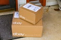 EBay Boxes Delivered at Front Door Royalty Free Stock Photo