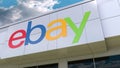 EBay Inc. logo on the modern building facade. Editorial 3D rendering