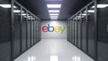 eBay Inc. logo on the wall of the server room. Editorial 3D rendering