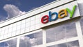 EBay logo on top of a modern building. Editorial conceptual 3d rendering