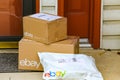 EBay Packages Delivered at Front Door Royalty Free Stock Photo