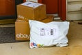 EBay Packages at Front Door Royalty Free Stock Photo