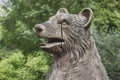 Ebeltoft, Denmark, September, 2022: Wooden carved bear in safari park