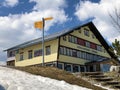 Ebenalp guest house, mountain restaurant Ebenalp or Berggasthaus Ebenalp in the Alpstein mountain range and in the Appenzellerland