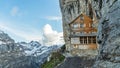 Ebenalp with its famous cliff and Gasthaus inn Aescher.