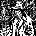 Ebenezer Scrooge Snowy Victorian Scene Royalty Free Stock Photo