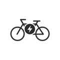 Ebike line icon, Electric bicycle eco friendly flat design vector isolated on white background Royalty Free Stock Photo