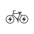 Ebike line icon, Electric bicycle eco friendly flat design vector isolated on white background Royalty Free Stock Photo