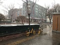 Ebikes in beijing street with snow