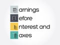 EBIT - Earnings Before Interest and Taxes acronym, business concept background Royalty Free Stock Photo