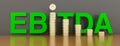 EBITDA word built with letter and stacked coins. 3d illustration Royalty Free Stock Photo