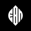 EBM circle letter logo design with circle and ellipse shape. EBM ellipse letters with typographic style. The three initials form a Royalty Free Stock Photo