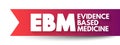 EBM Evidence-based medicine - use of current best evidence in making decisions about the care of individual patients, acronym text