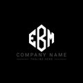 EBM letter logo design with polygon shape. EBM polygon and cube shape logo design. EBM hexagon vector logo template white and Royalty Free Stock Photo