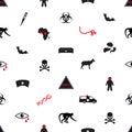 Ebola disease icons seamless white pattern