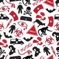 Ebola disease red and black icons pattern