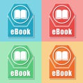 Ebook and book sign, four colors web icons Royalty Free Stock Photo