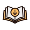 Ebook digital download icon - book and arrow Royalty Free Stock Photo