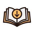 Ebook digital download icon - book and arrow Royalty Free Stock Photo