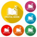 Ebook digital download icon with long shadow Royalty Free Stock Photo