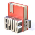 EBook icon metal EPUB red book USB 3D