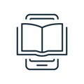 Ebook Line Icon on Mobile Phone. Electronic Book Device for Education and Learning. E-book Reader, E-reader linear icon