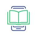 Ebook Line Icon on Mobile Phone. Electronic Book Device for Education and Learning. E-book Reader, E-reader linear icon