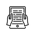 Black line icon for Ebook Reading, knowledge and publishing