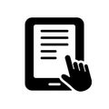 Ebook Silhouette Icon with Mouse Pointer. Electronic Book Device for Education and Learning. E-book Reader, E-reader