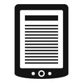 Ebook tablet icon, simple style