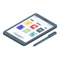 Ebook tablet pencil icon, isometric style