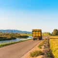 Ebro Delta estuary and wetlands, Tarragona, Catalunya, Spain. Copy space for text.