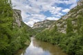 Ebro river canyon at cloudy day in province of Burgos Royalty Free Stock Photo