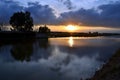 Sunset at the mouth of the Ebro river (Spain) Royalty Free Stock Photo