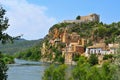 The Ebro River and the old town of Miravet, Spain Royalty Free Stock Photo