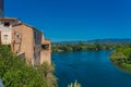 The Ebro River and the old town of Miravet, Tarragona province in Spain Royalty Free Stock Photo