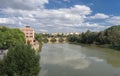 Ebro river passing through the city of Logrono on a sunny day Royalty Free Stock Photo