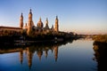 Ebro river and pilar's cathedral Royalty Free Stock Photo