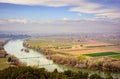 Ebro River, Spain, passing near Mora la Nova and Mora d`Ebre Royalty Free Stock Photo