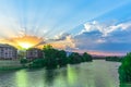 Ebro river valley in Tortosa, Catalonia, Spain Royalty Free Stock Photo