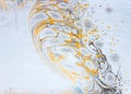 Ebru paper waves yellow black