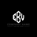 EBV letter logo design with polygon shape. EBV polygon and cube shape logo design. EBV hexagon vector logo template white and Royalty Free Stock Photo