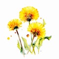 Watercolor Dandelion Flowers Illustration for Your Artistic Needs AI Generated