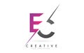 EC E C Letter Logo with Colorblock Design and Creative Cut