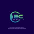 EC Initial letter circular line logo template vector with gradient color blend