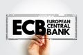 ECB European Central Bank - prime component of the Eurosystem and the European System of Central Banks, acronym concept stamp Royalty Free Stock Photo