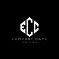 ECC letter logo design with polygon shape. ECC polygon and cube shape logo design. ECC hexagon vector logo template white and Royalty Free Stock Photo